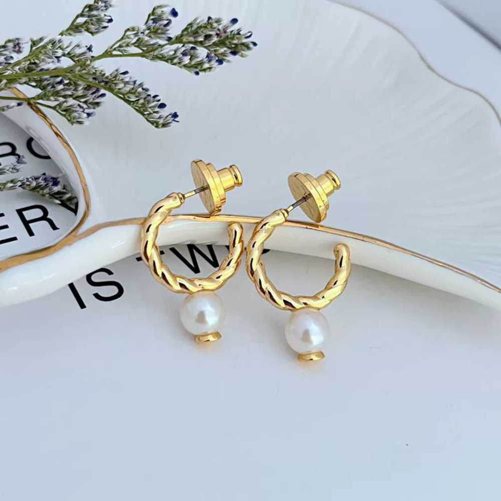 Tory Burch Pearl Twist Metal Earrings